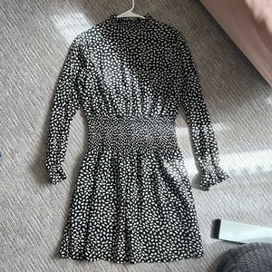 Faux Turtle Neck Polka Dot High Neck Dress
